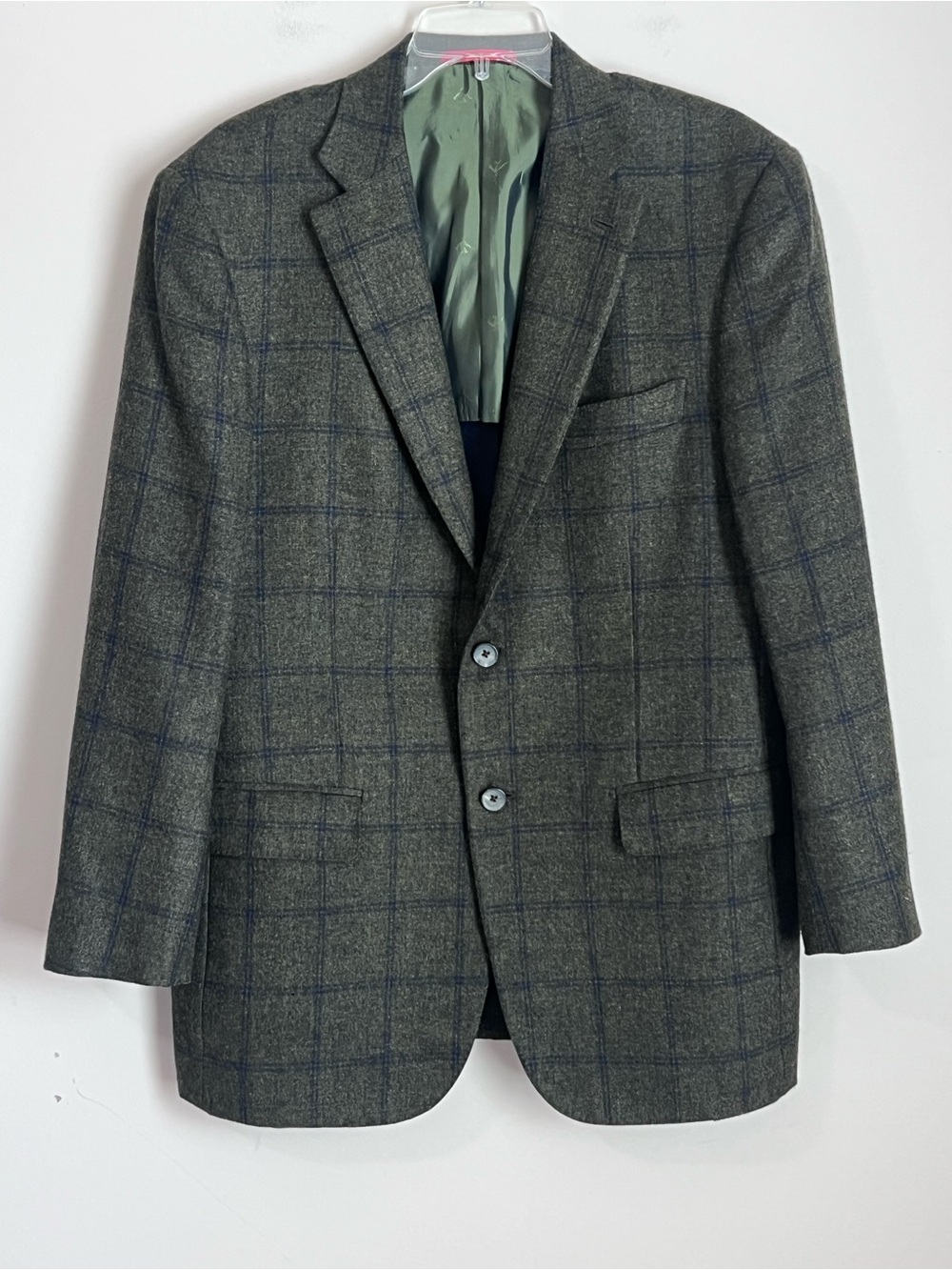 ISAIA NAPOLI Check Sportcoat 42R US (52 EU) Silk Cashmere EUC Green - Picture 1 of 15